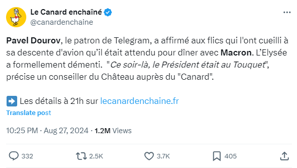 荆叶优配 马克龙亲自策划了一个圈套？法国报纸曝光Telegram创始人被捕内幕